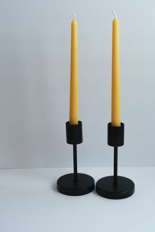 Large Beeswax Tapered Candlesticks - Set of 2