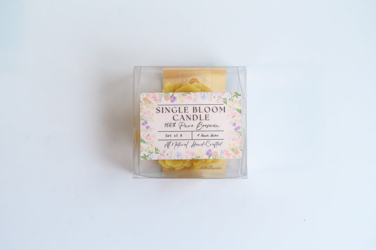 Single Bloom Floral Beeswax Candle