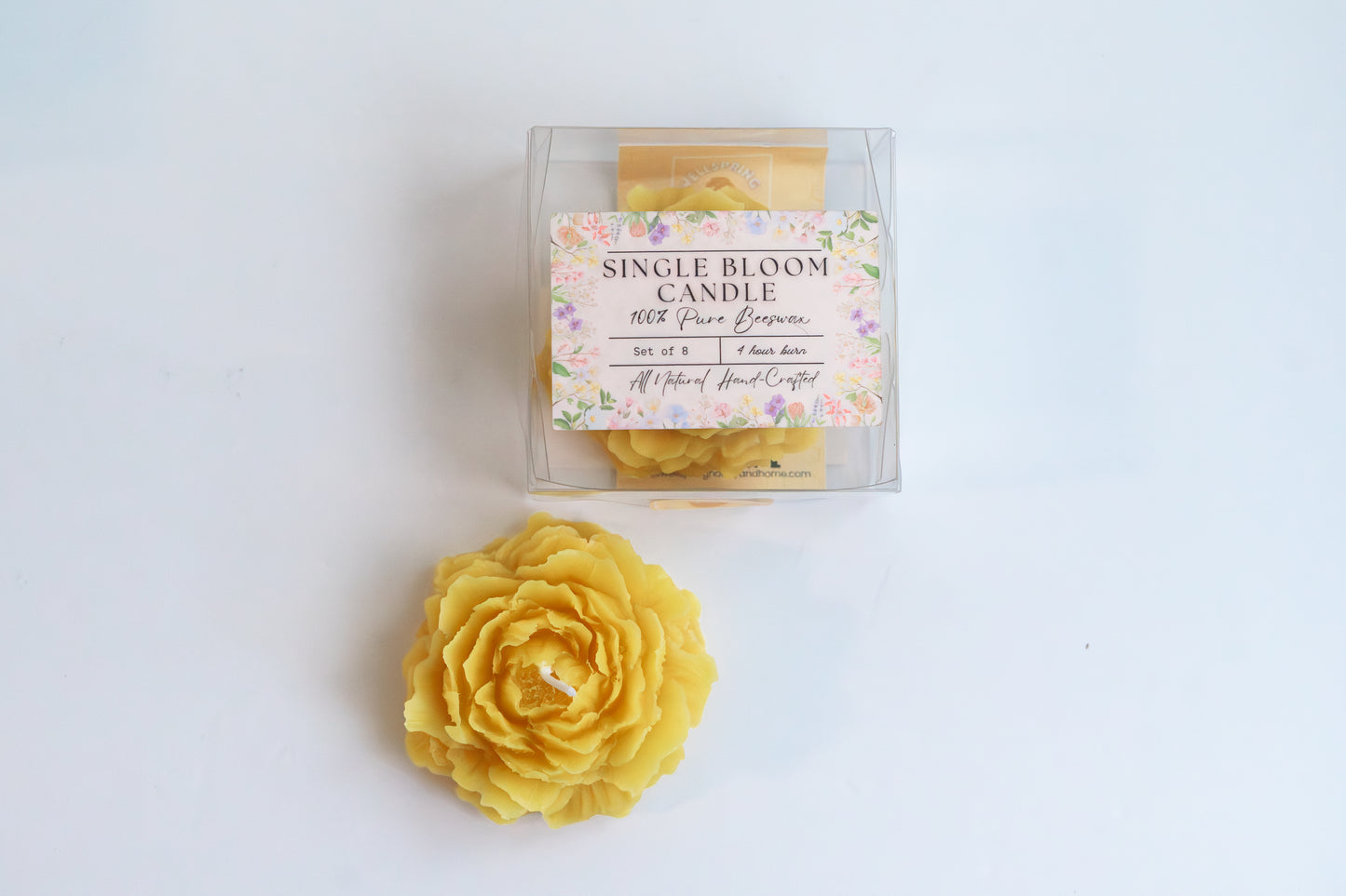 Single Bloom Floral Beeswax Candle