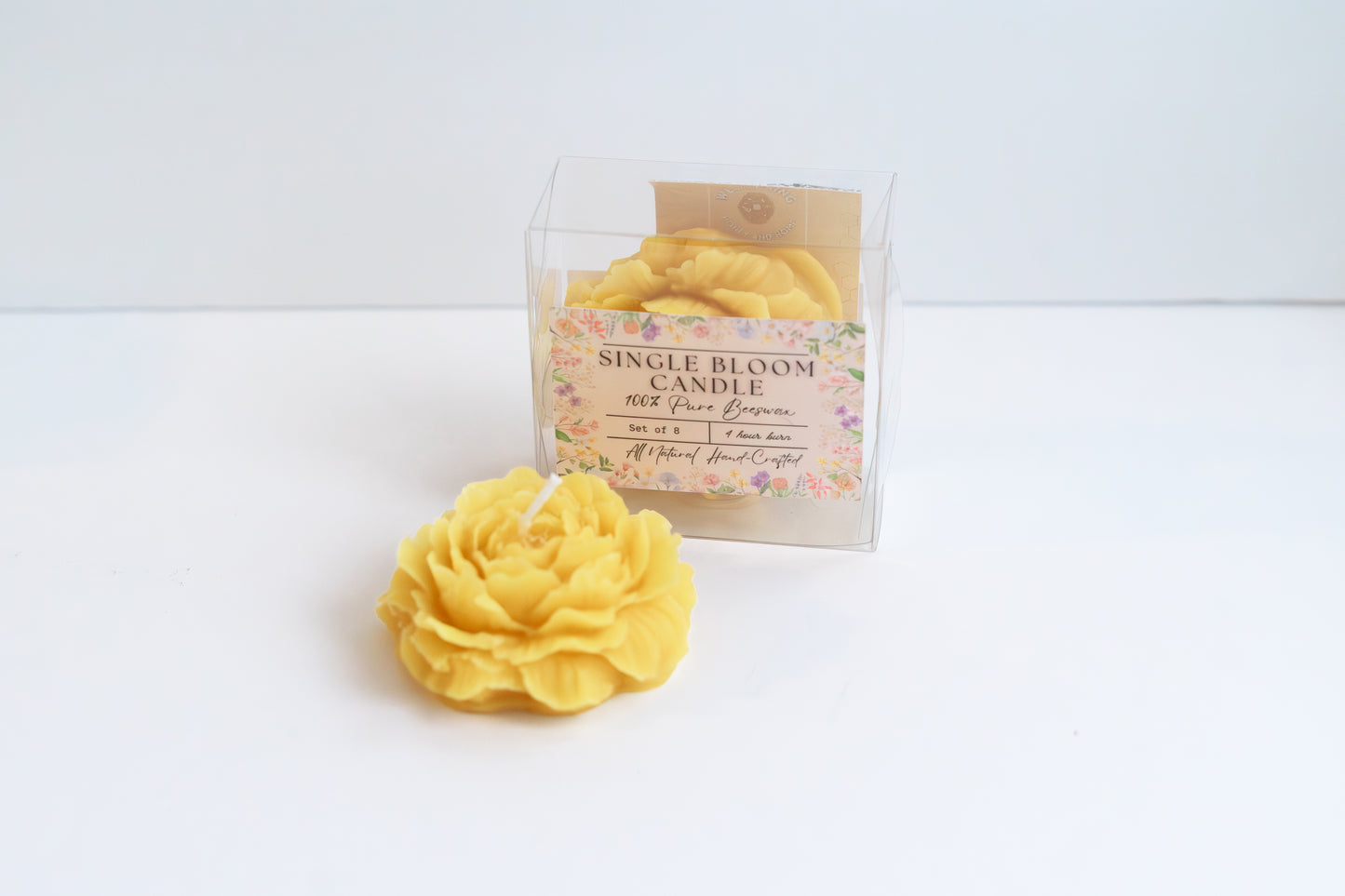 Single Bloom Floral Beeswax Candle