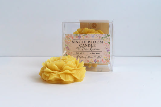 Single Bloom Floral Beeswax Candle